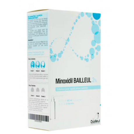 Minoxidil Bailleul 2% Solution pour Application Cutanée 3x60ml