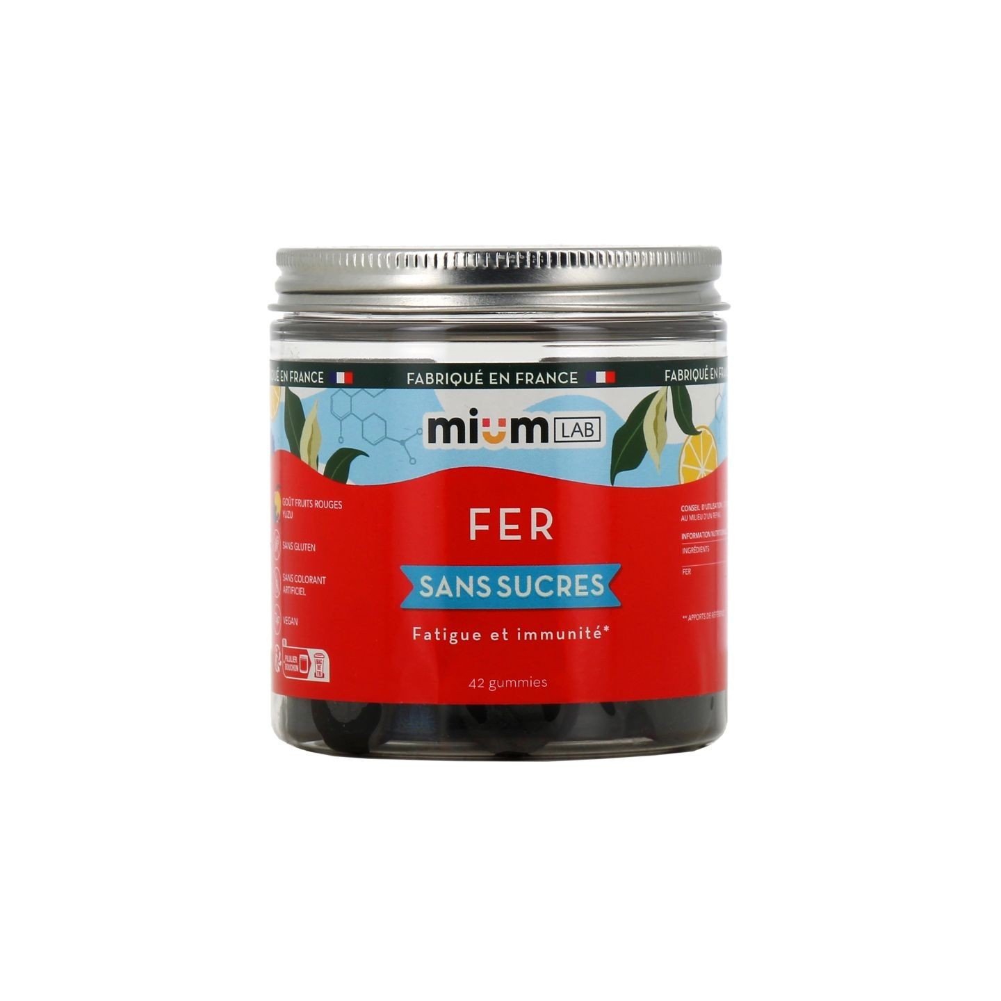 Mium Lab Gummies fer sans sucres - 42 gummies