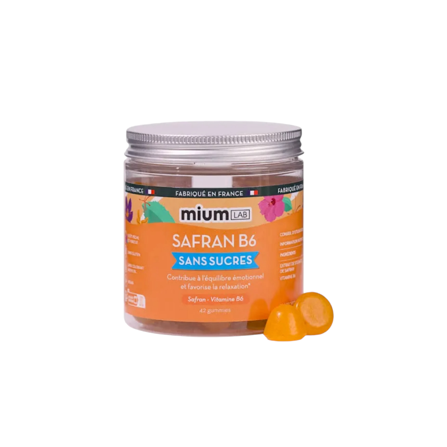 Mium Lab Gummies Safran B6 sans sucres - 42 gummies