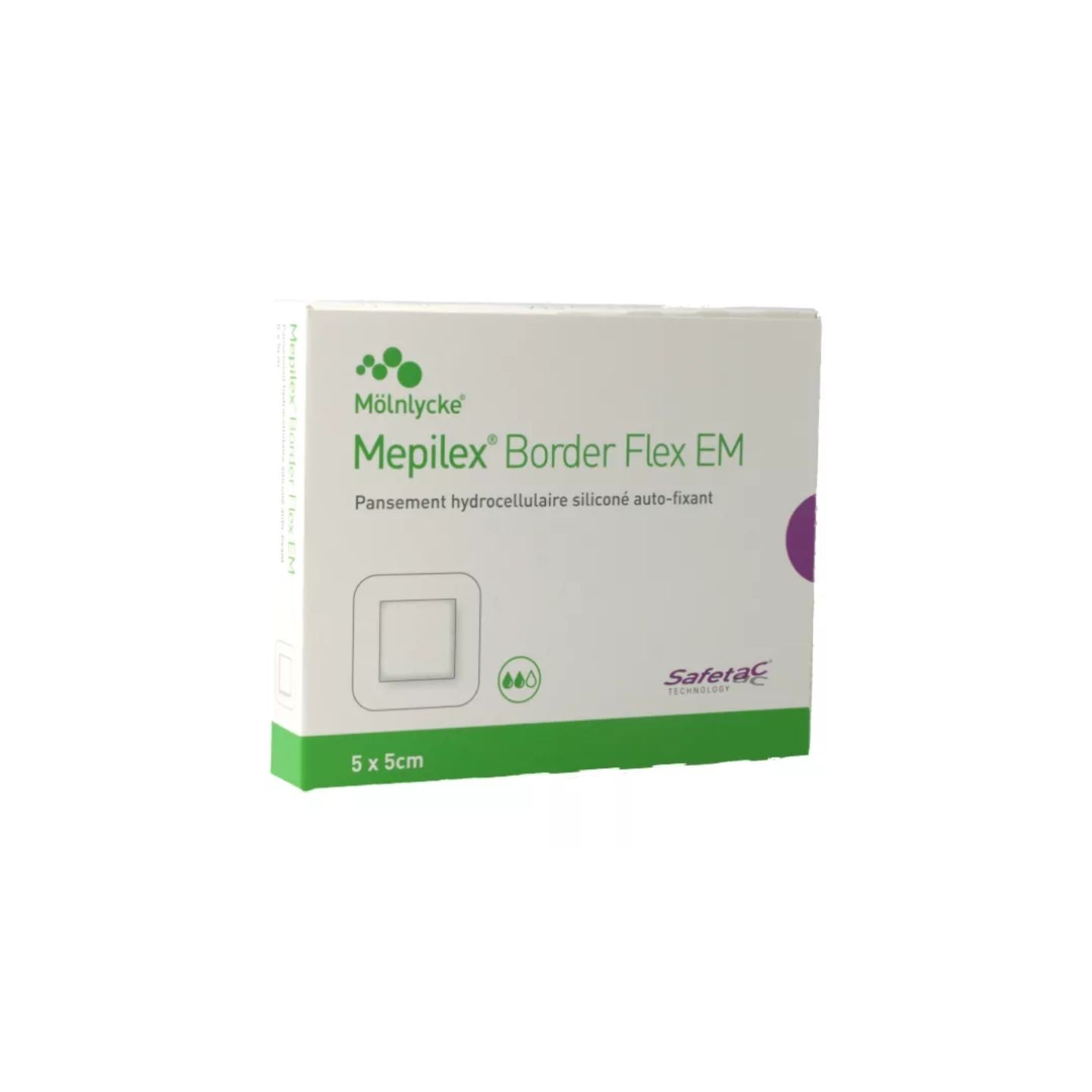 Mölnlycke Mepilex Border Flex EM Pansement hydrocellulaire carré 5 × 5 cm - 10 unités