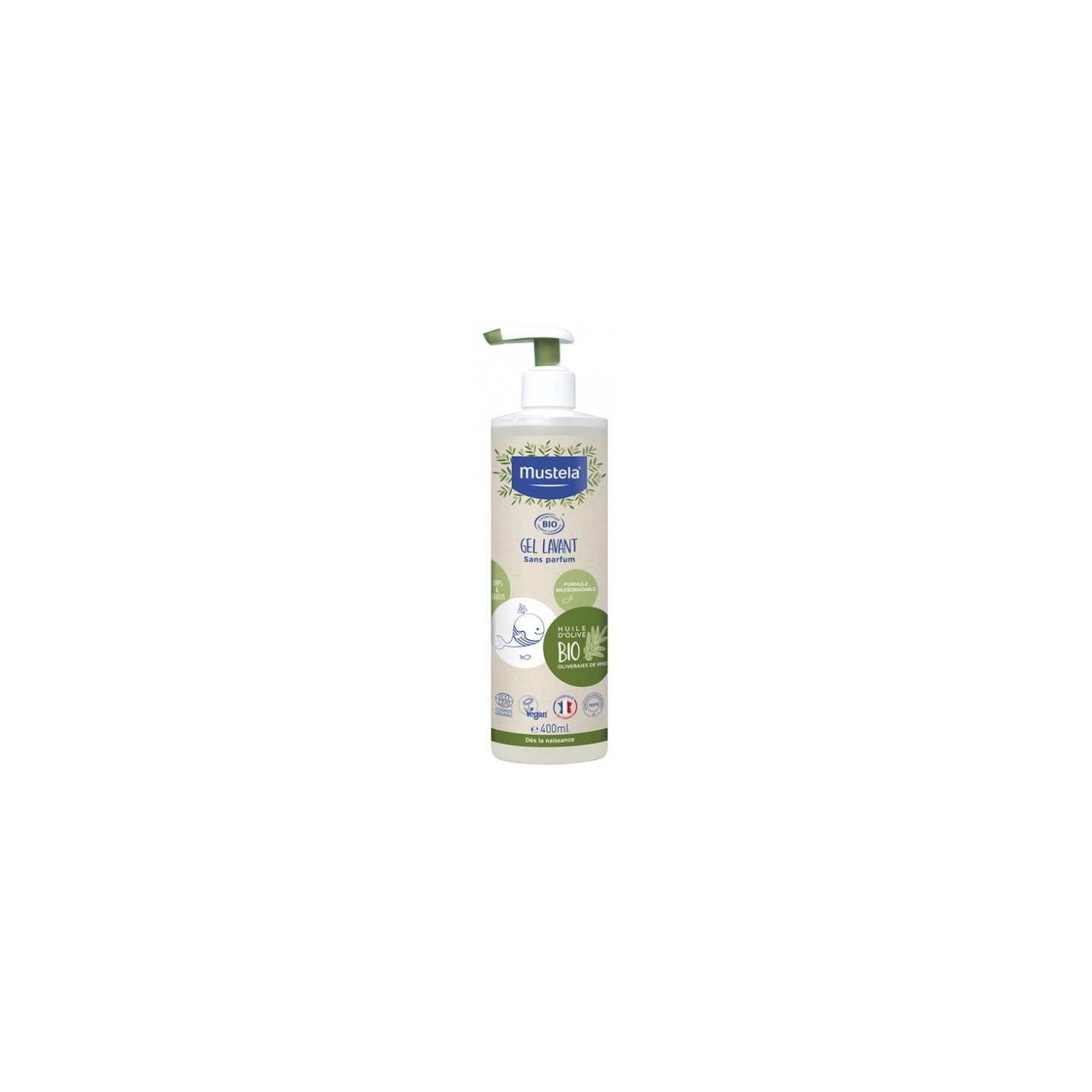 Mustela Gel lavant Bio sans parfum corps & cheveux - 400ml