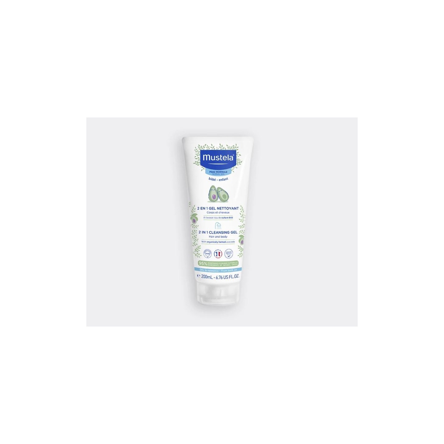 Mustela gel nettoyant 2 en 1 à l'avocat bio 200ml