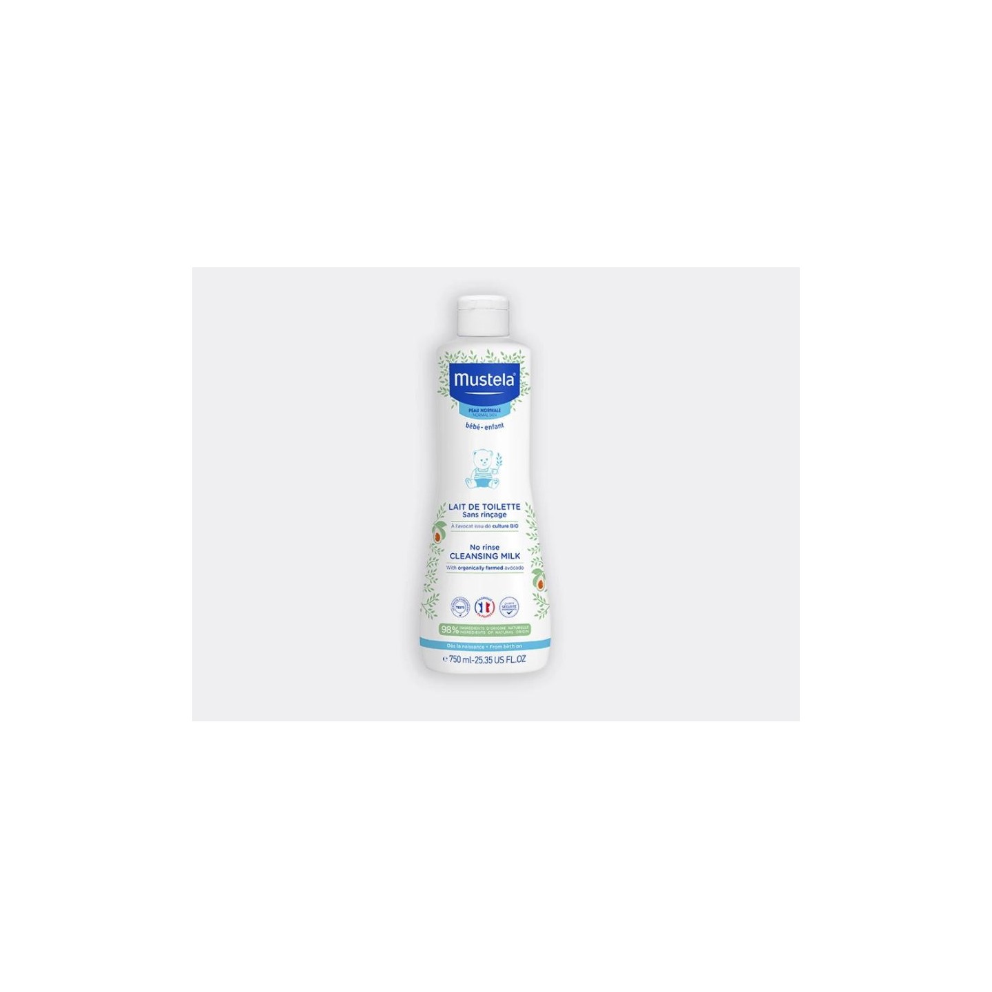 Mustela lait de toilette sans rinçage à l'avocat 750ml