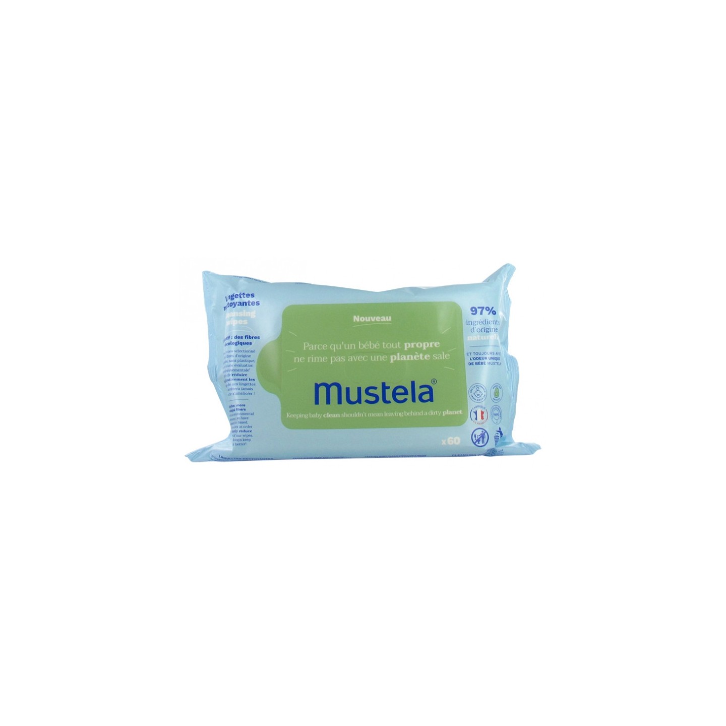 Mustela Lingettes nettoyantes à l'Avocat Bio - 70 unités