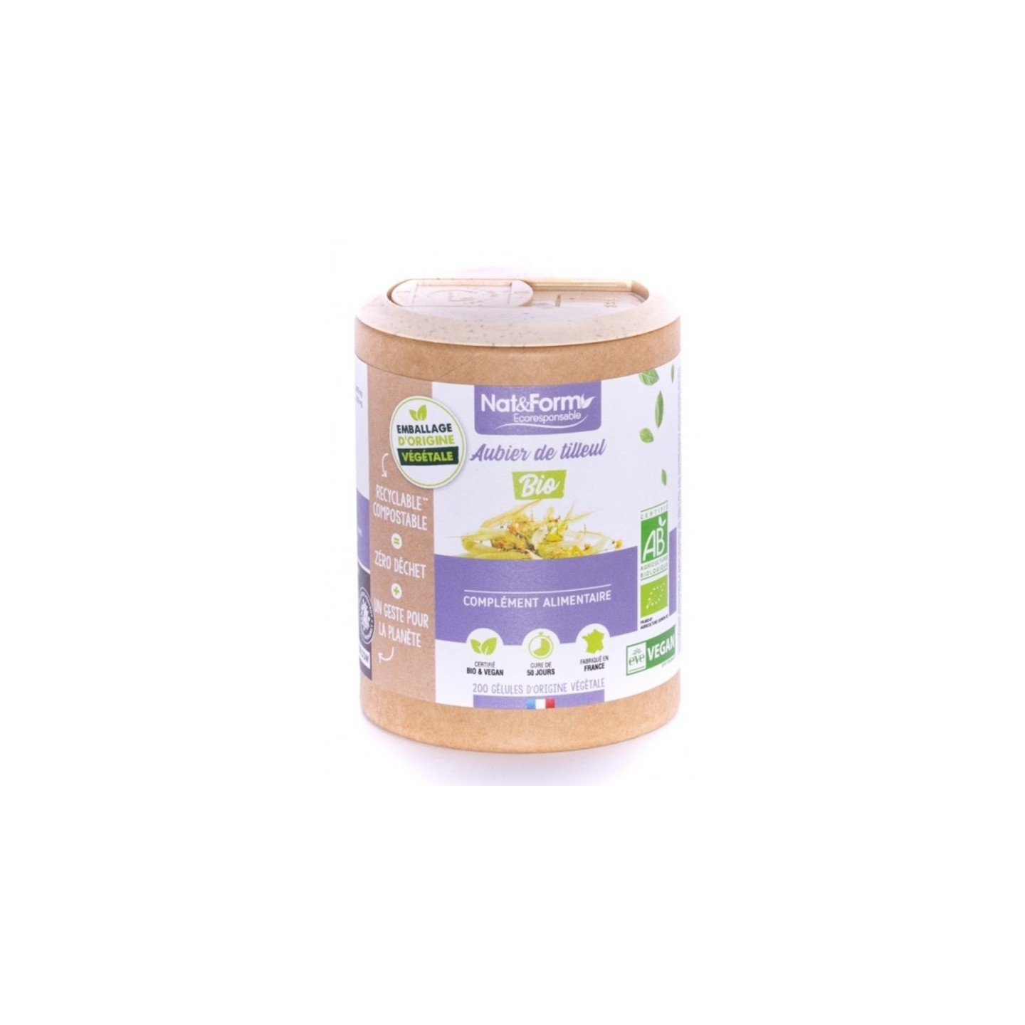 Nat&Form Aubier de Tilleul Bio - 200 gélules