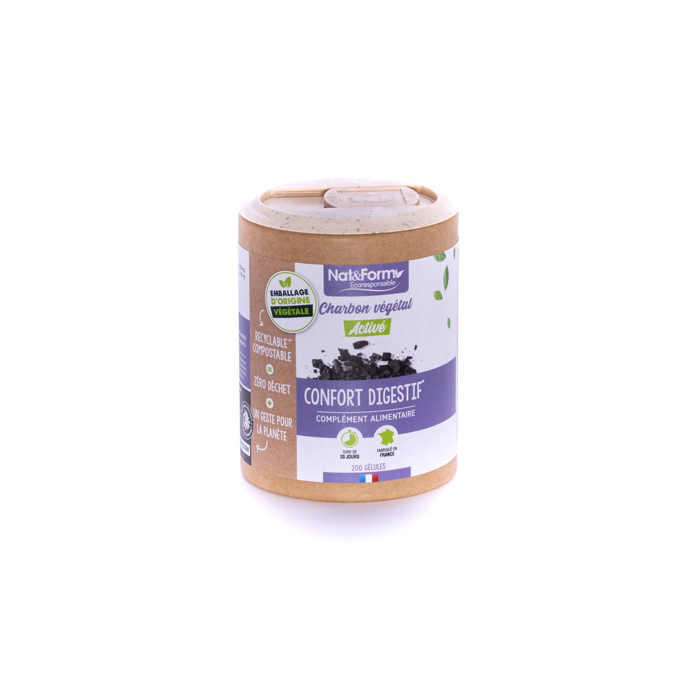 Nat&Form Charbon végétal activé - 60 gélules