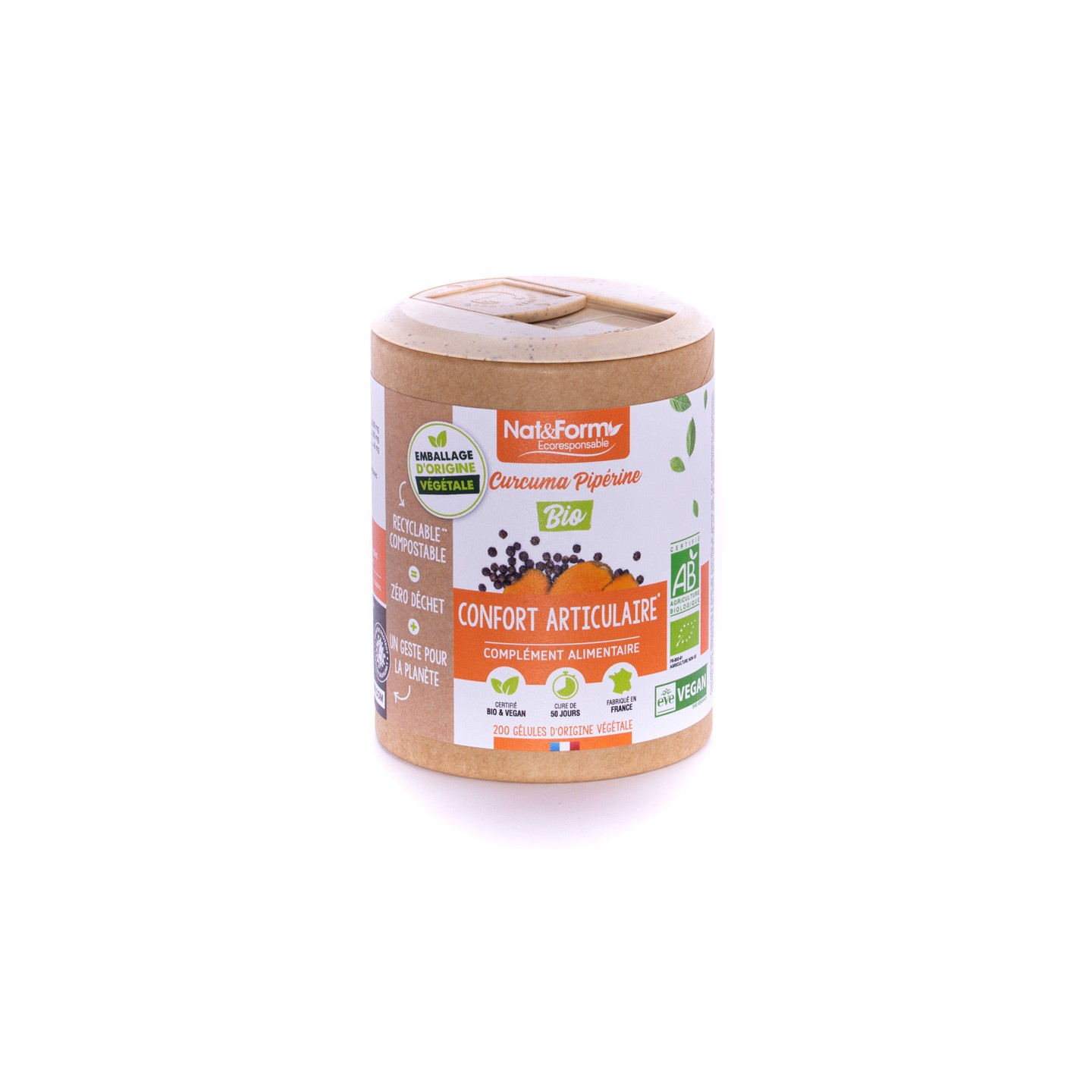 Nat&Form Curcuma Piperine Bio - 90 gélules