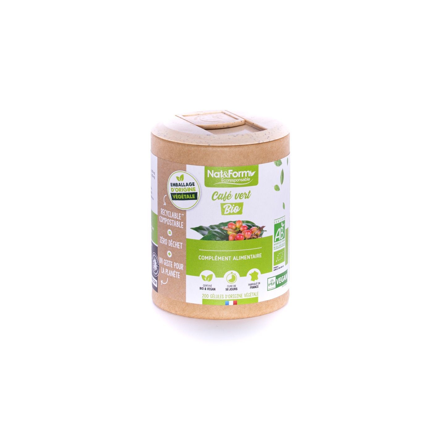 Nat&Form Ecoresponsable Café Vert Bio - 200 gélules