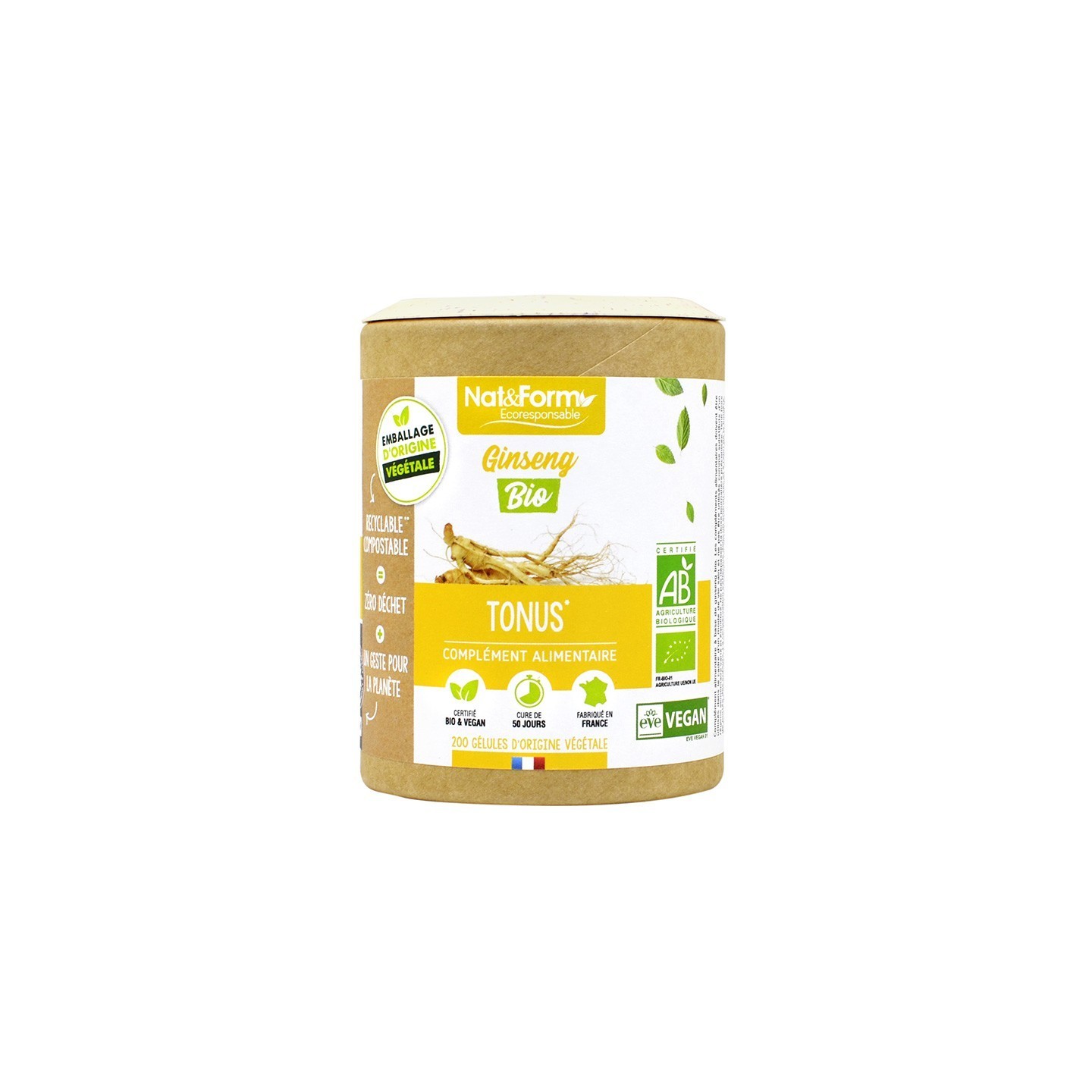 Nat&Form Ginseng Bio - 200 gélules