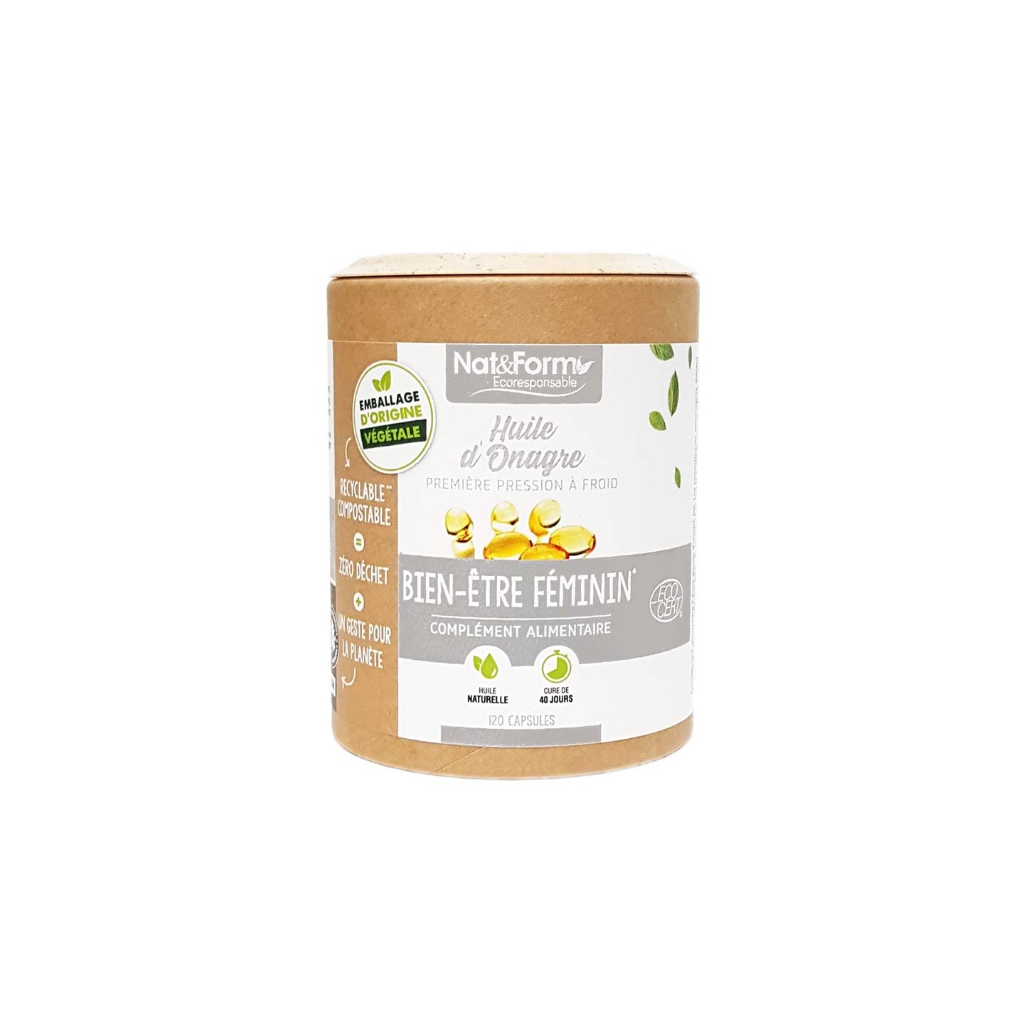 Nat&Form Huile d'onagre Bio - 120 capsules