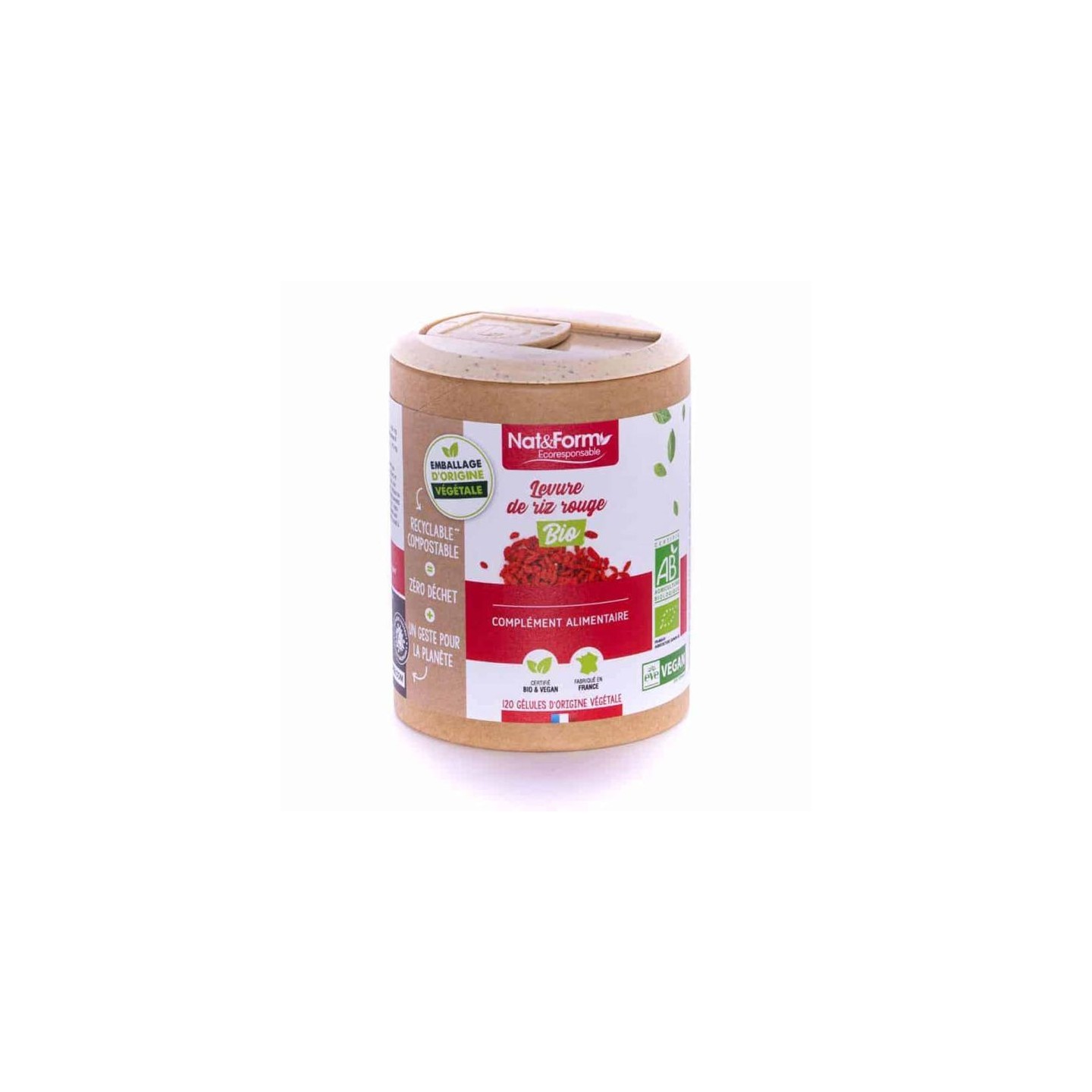 Nat&Form Levure de riz rouge Bio - 120 gélules