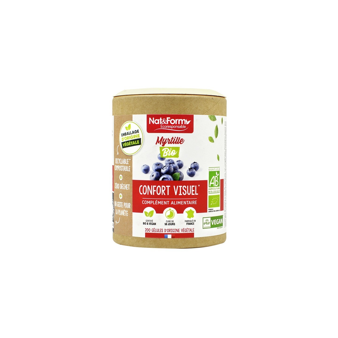Nat&Form Myrtille bio - 200 gélules