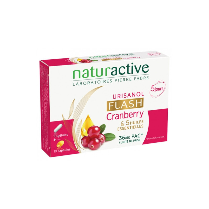 Naturactive Urisanol Flash Cranberry 10 Gélules + 10 Capsules