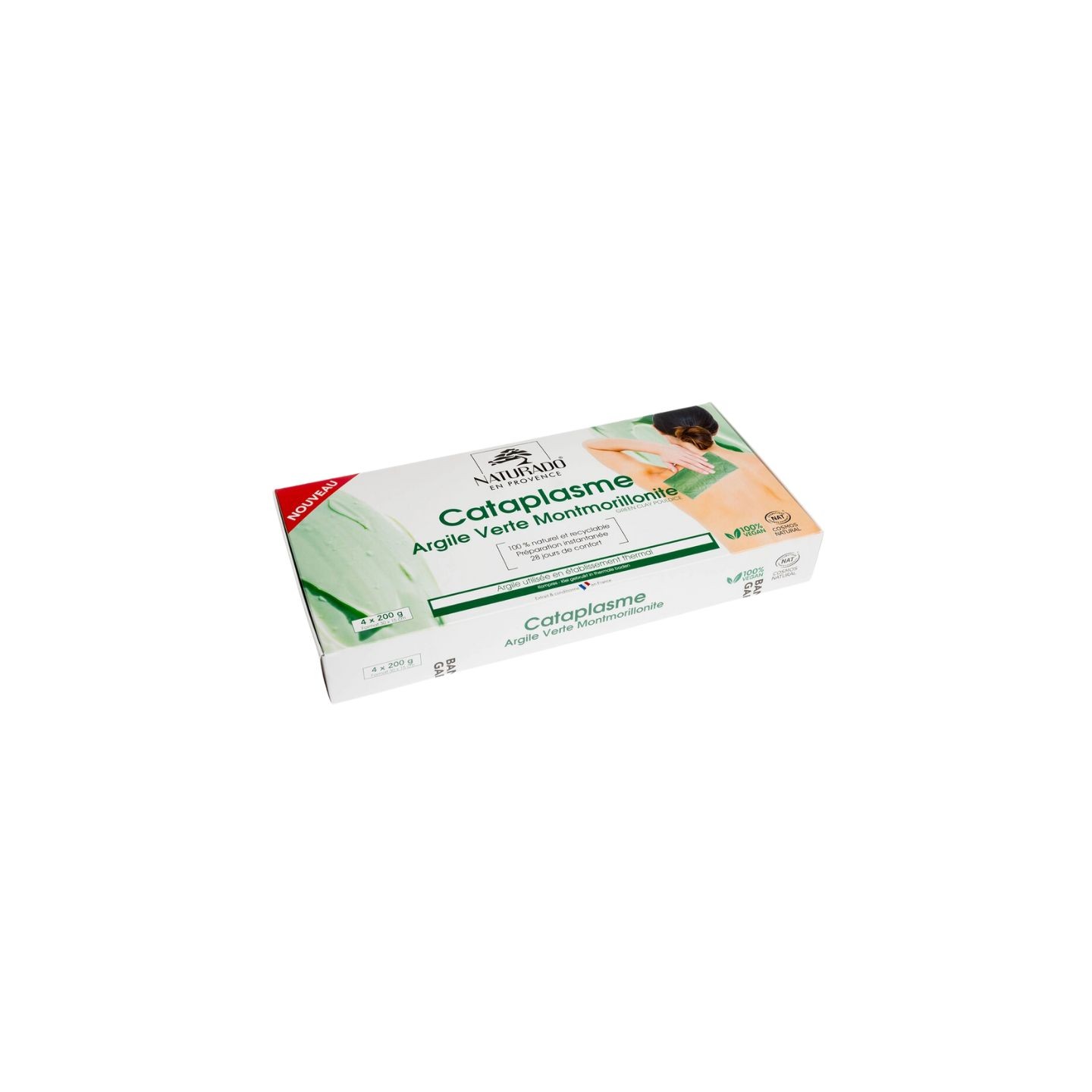 Naturado Cataplasme argile verte Montmorillonite 30 x 15cm - 4 x 200g