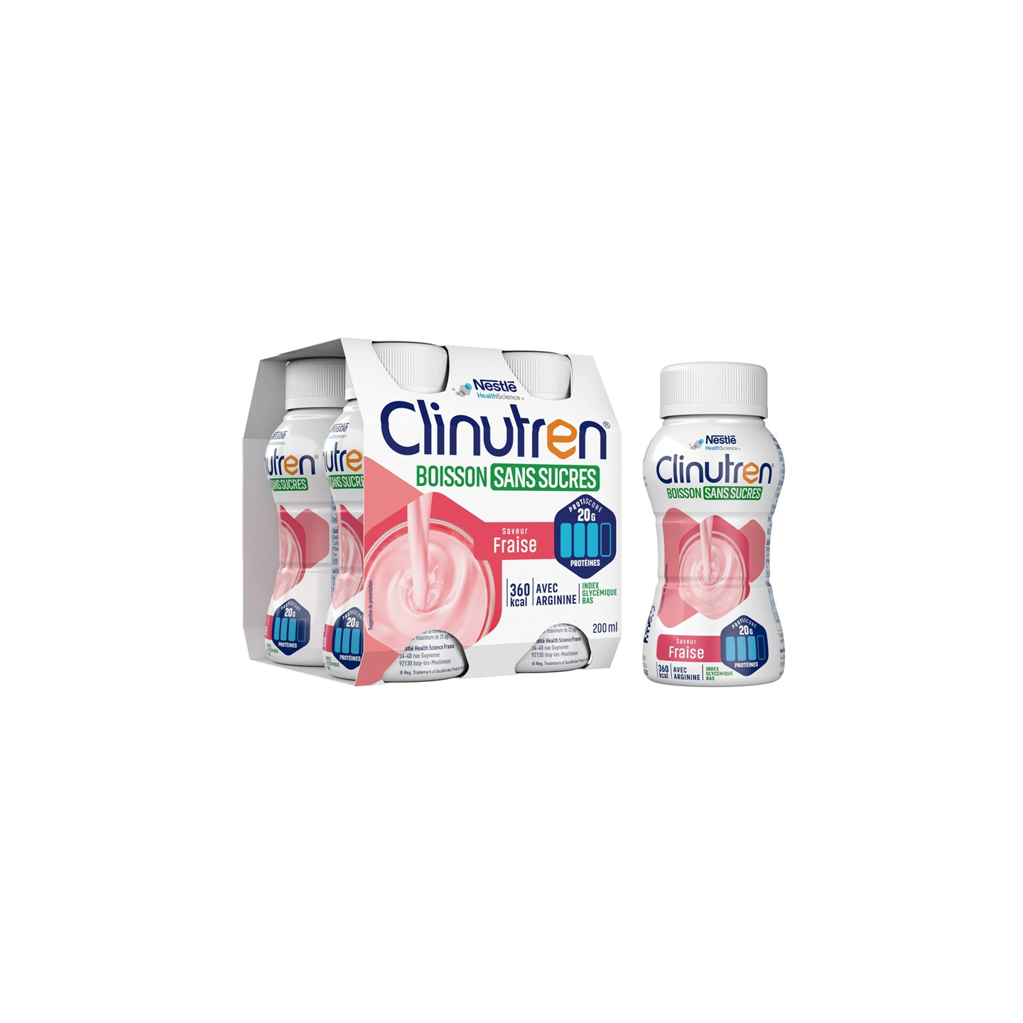 Nestlé Health Science Clinutren Boisson sans sucres Fraise - 4 x 200ml