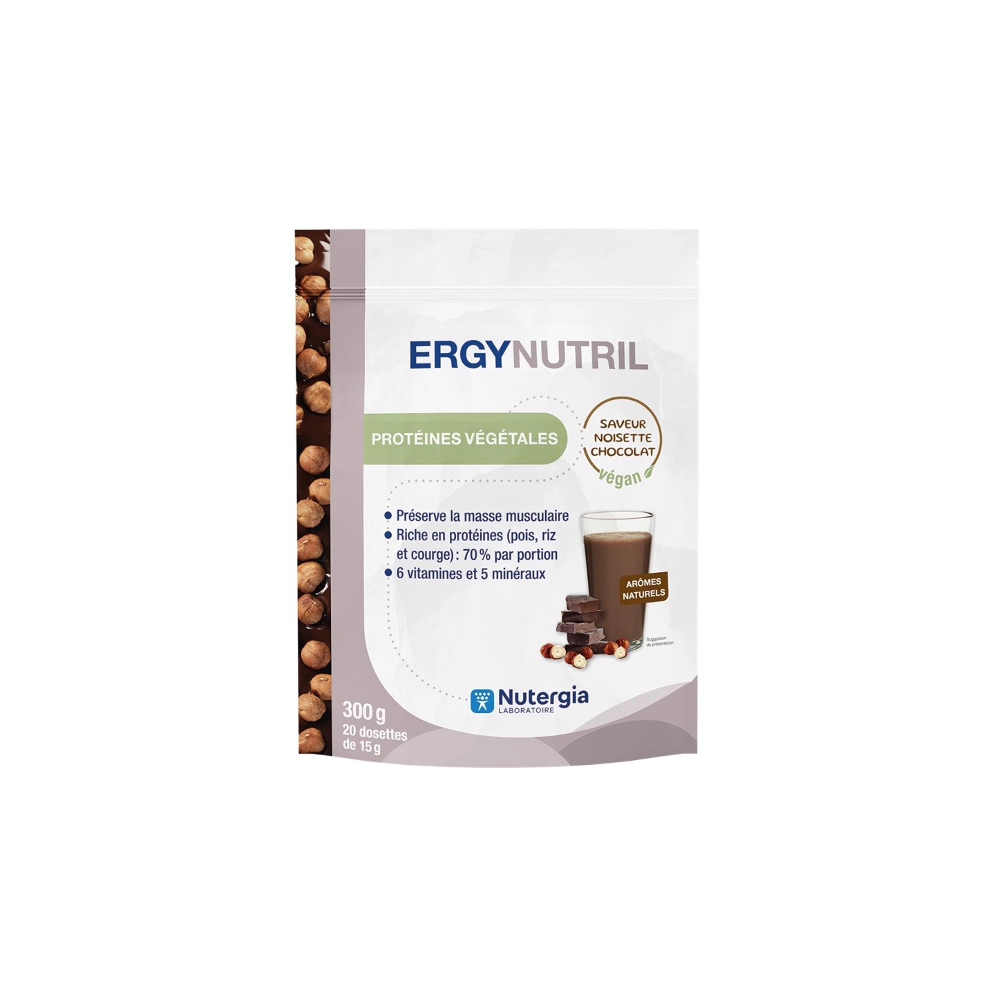 Nutergia Ergynutril Protéines végétales noisette chocolat - 300g