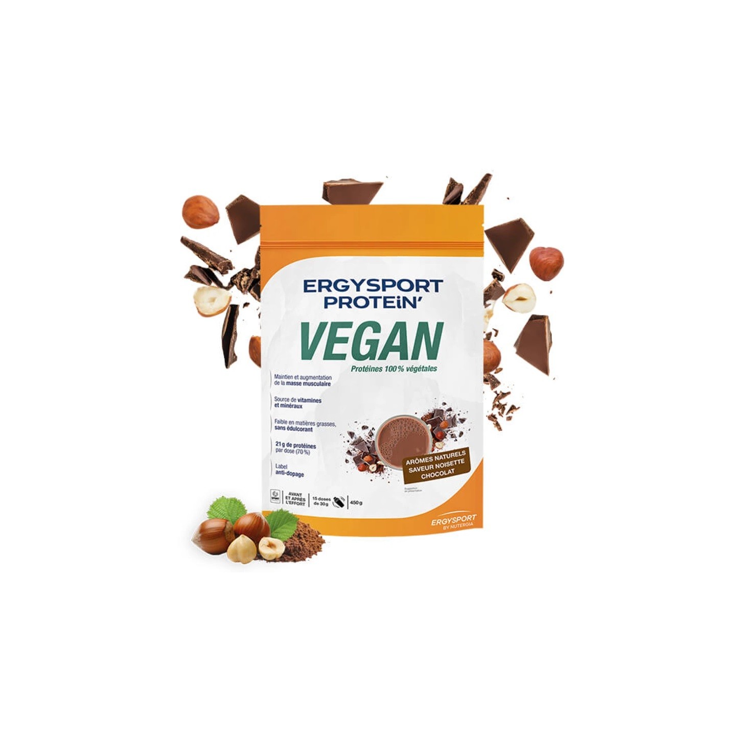 Nutergia Ergysport Protein' Vegan noisette chocolat - 450g