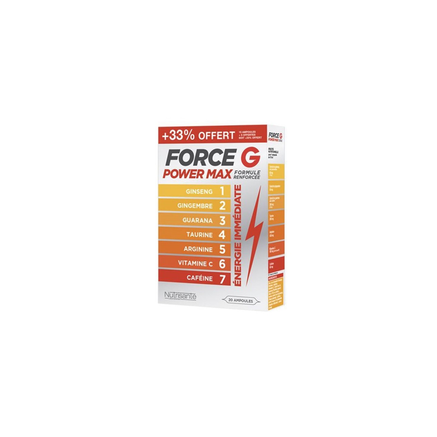 Nutrisanté Force G Power Max Formule Renforcée - 20 ampoules