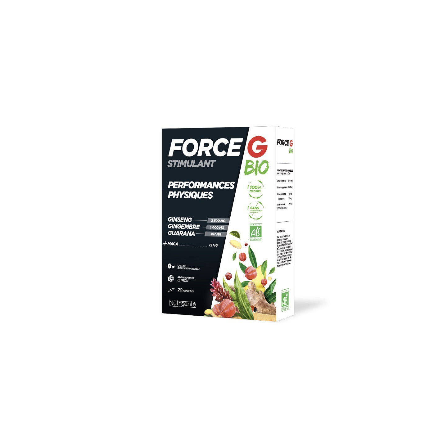 Nutrisanté Force G stimulant Bio performances physiques - 20 ampoules