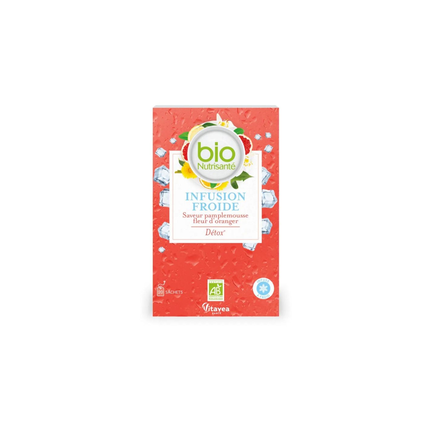 Nutrisanté Infusion froide détox Bio Saveur Pamplemousse Fleur d'oranger - 20 sachets