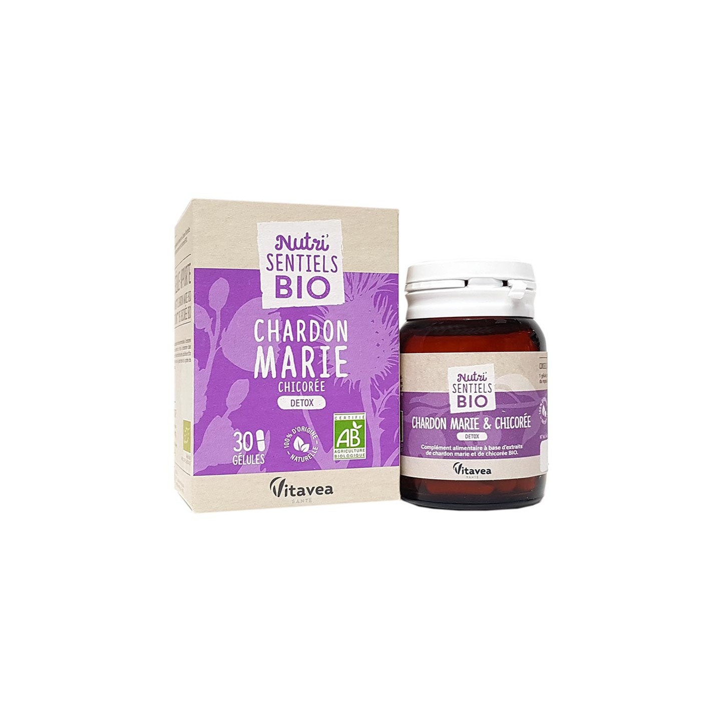 Nutrisanté Nutri'Sentiels Bio Chardon Marie Chicorée - 30 gélules