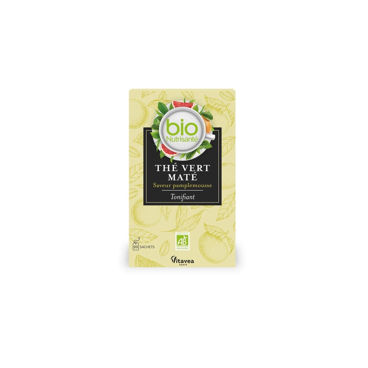 Nutrisanté Thé vert maté saveur pamplemousse Bio - 20 sachets