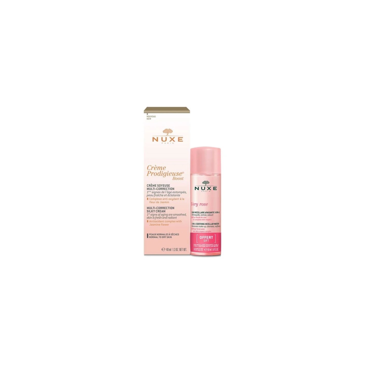 Nuxe Crème Prodigieuse Boost Crème soyeuse multi-correction 40ml + Very Rose Eau micellaire 50ml Offerte