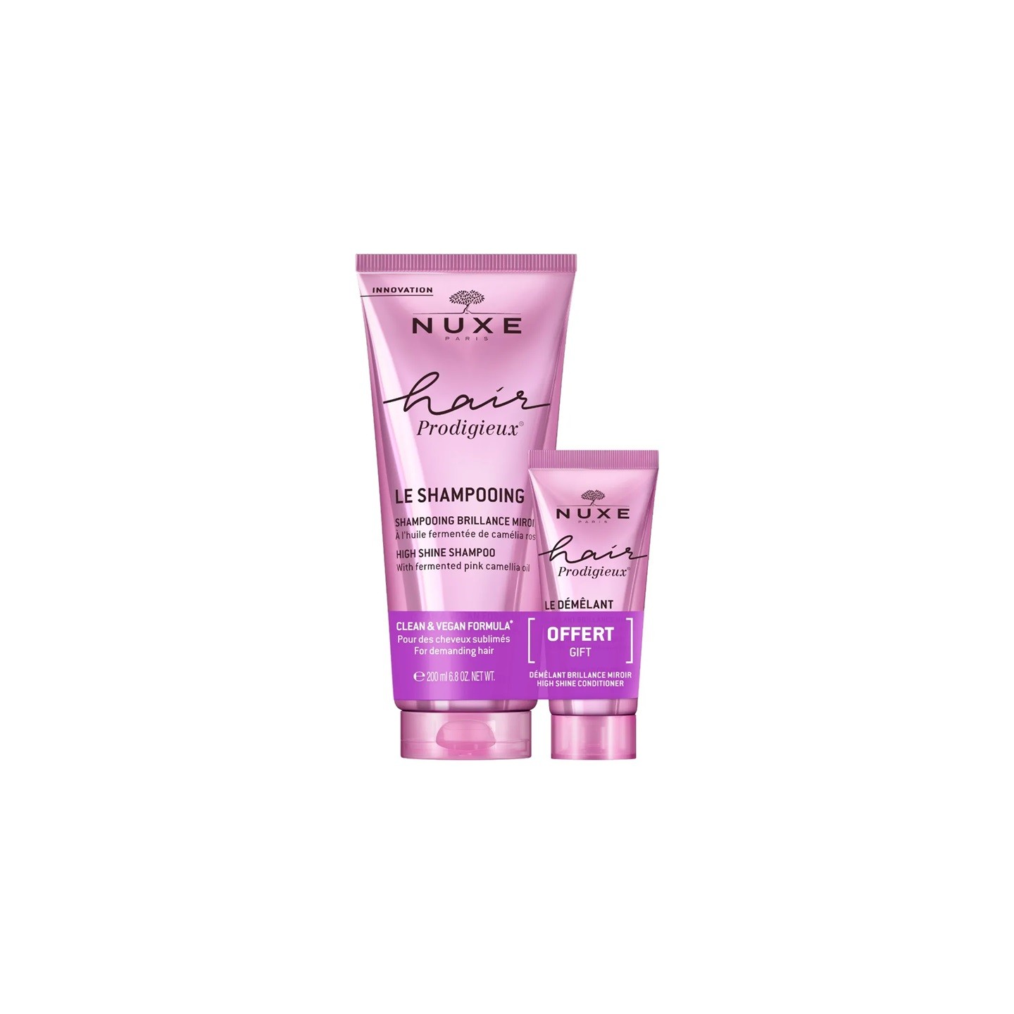 Nuxe Hair Prodigieux Shampoing brillance miroir 200ml + Démêlant 30ml Offert