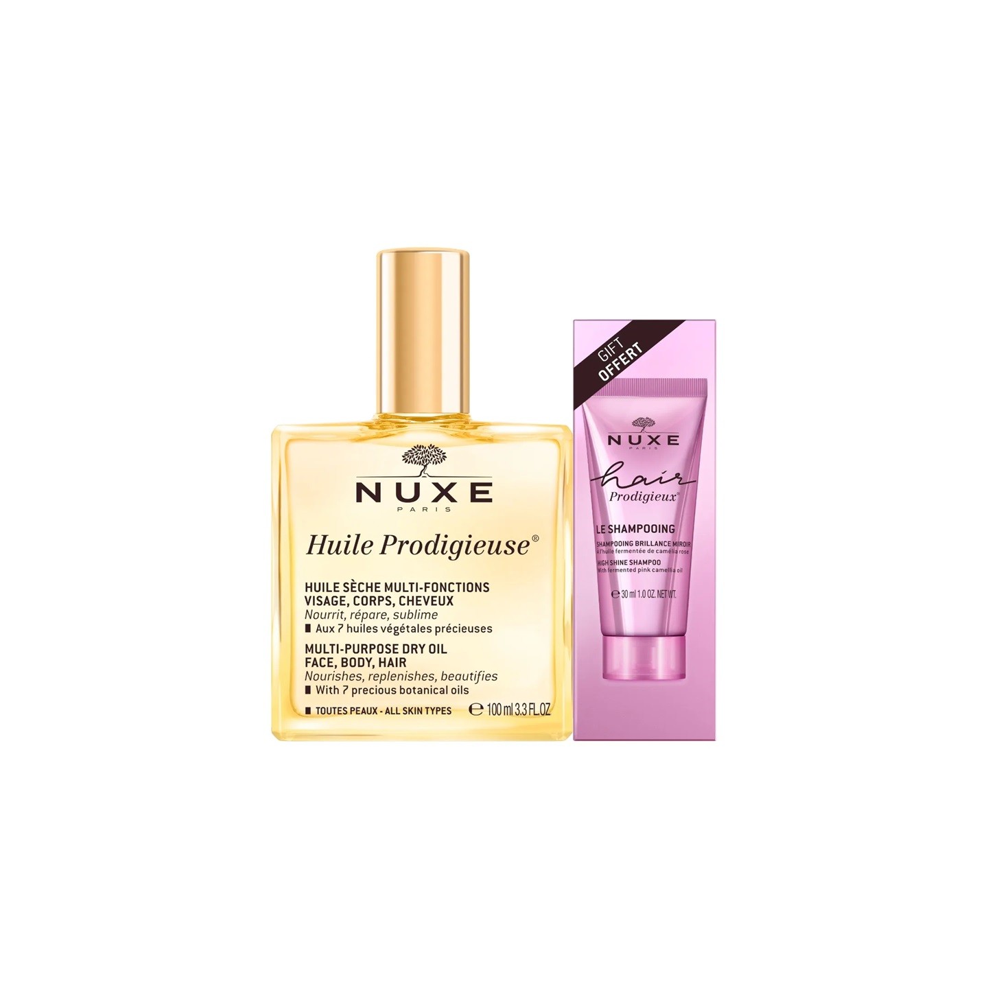 Nuxe Huile Prodigieuse 100ml + Hair Prodigieux 30ml Offert