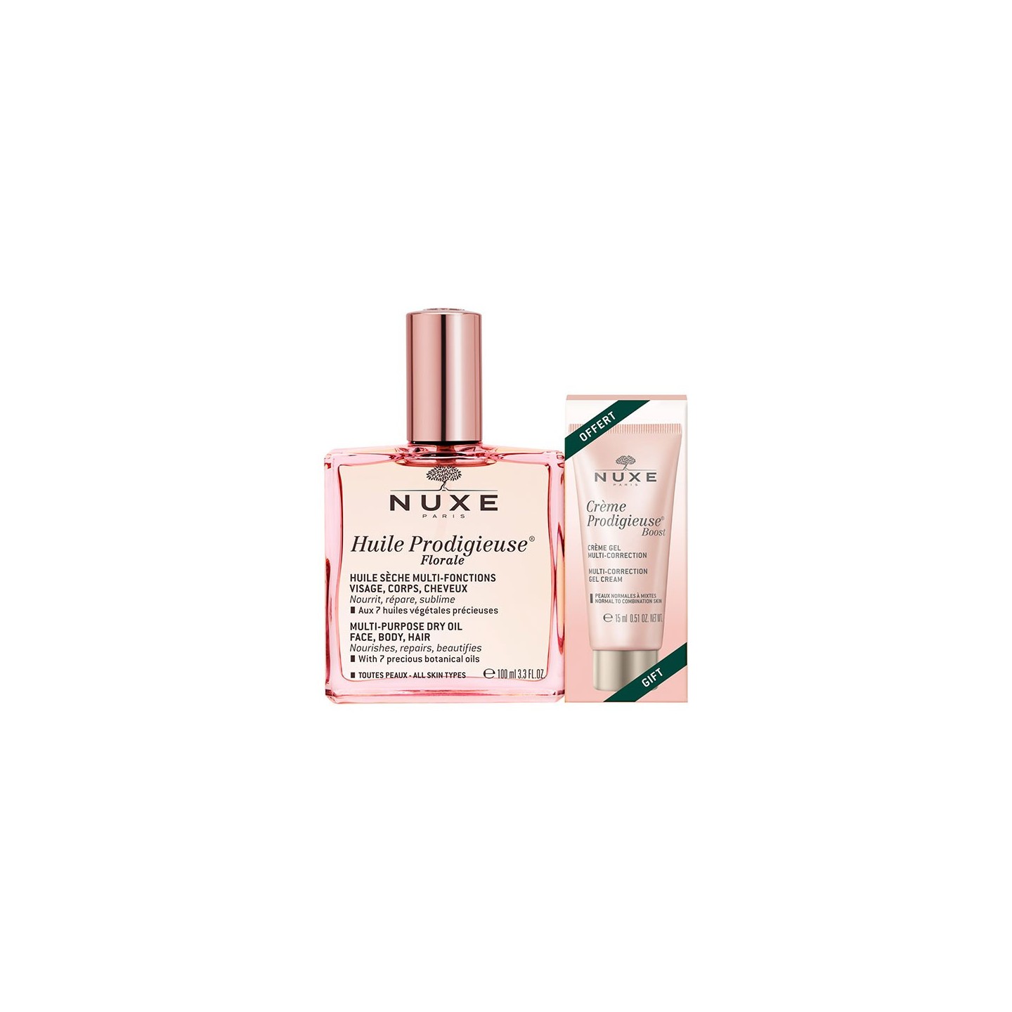 Nuxe Huile prodigieuse florale 100ml + Crème Boost 15ml Offerte