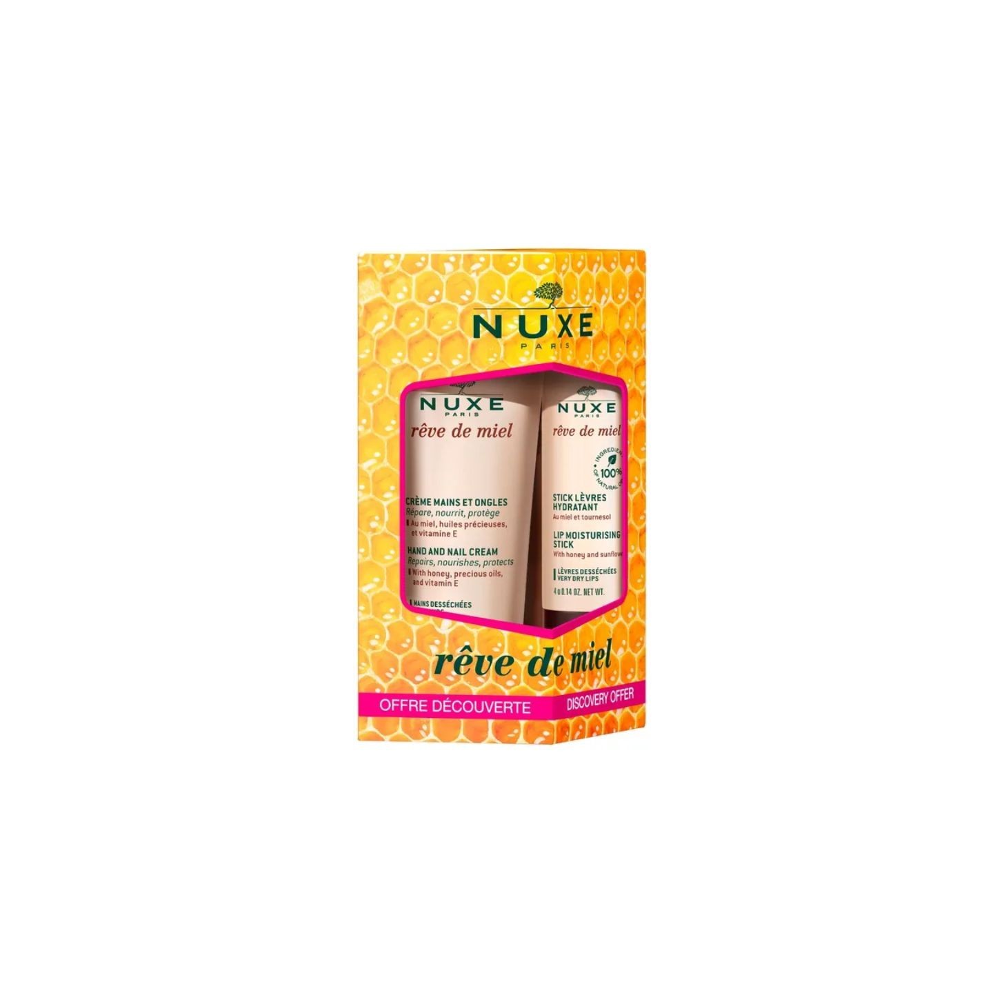 Nuxe Rêve de Miel Crème mains et ongles 30ml + Stick lèvres hydratant 4g