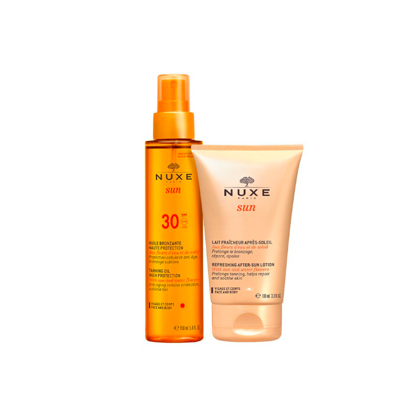 Nuxe Sun Huile bronzante haute protection SPF30 150ml + Lait fraîcheur après-soleil 100ml Offert