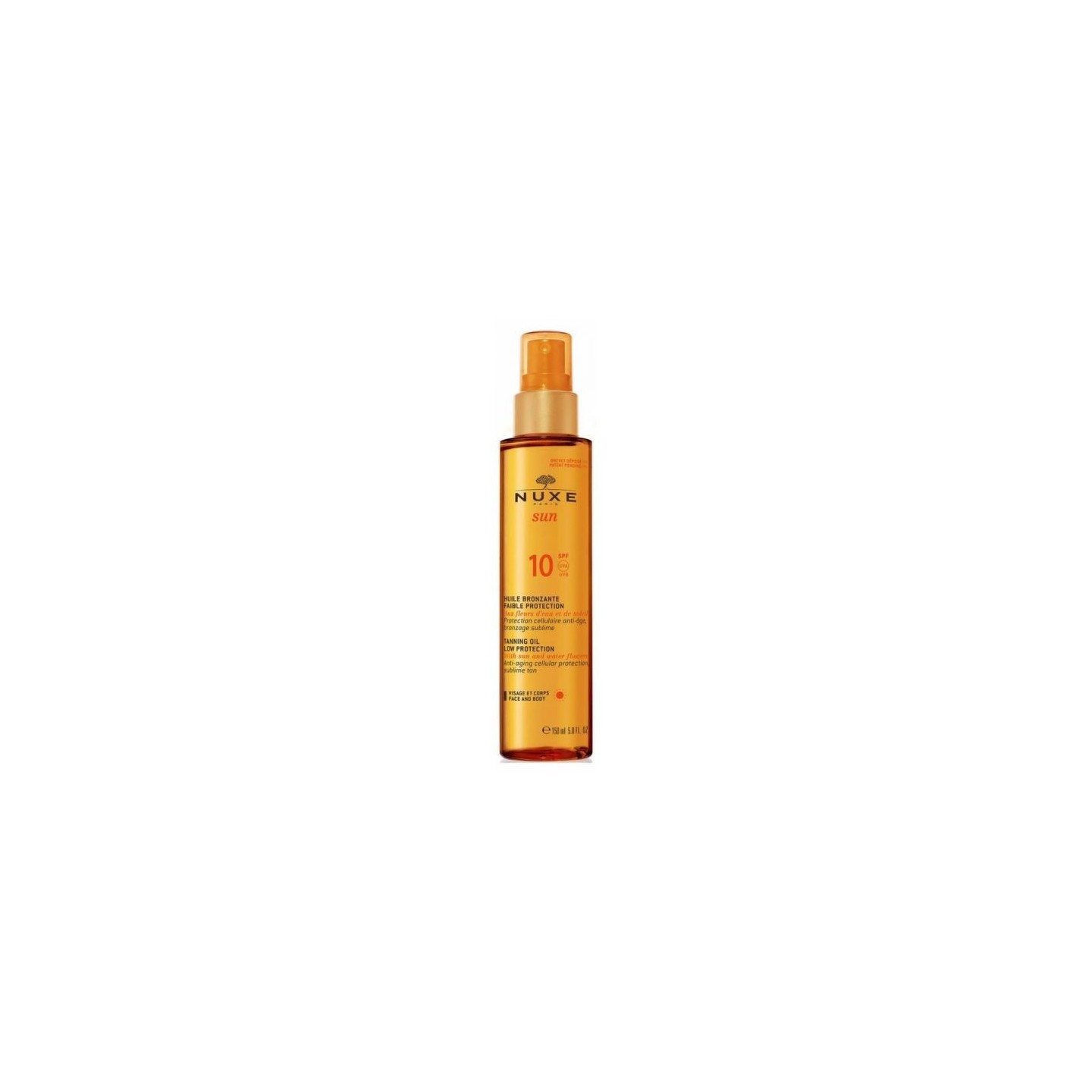 nuxe sun huile bronzante 10spf 150ml