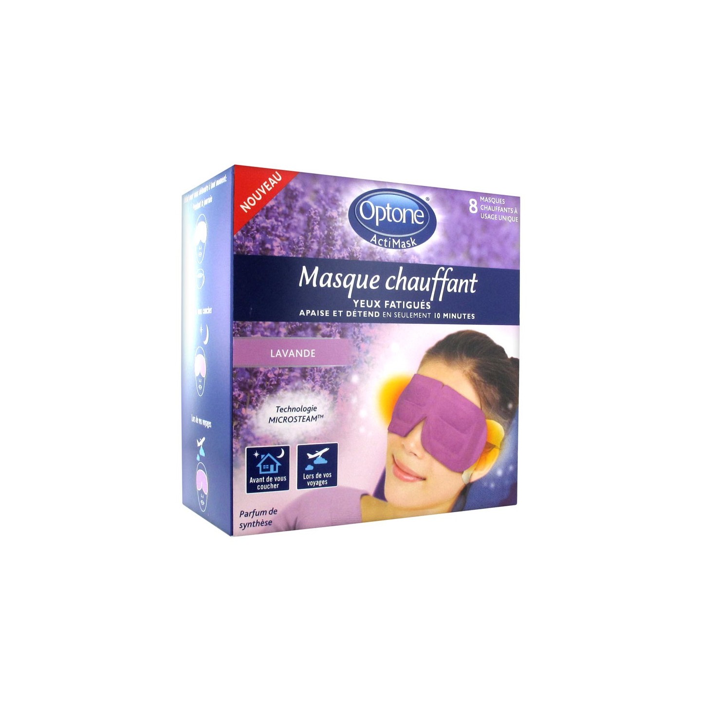 Optone ActiMask Masque Chauffant Lavande x 8