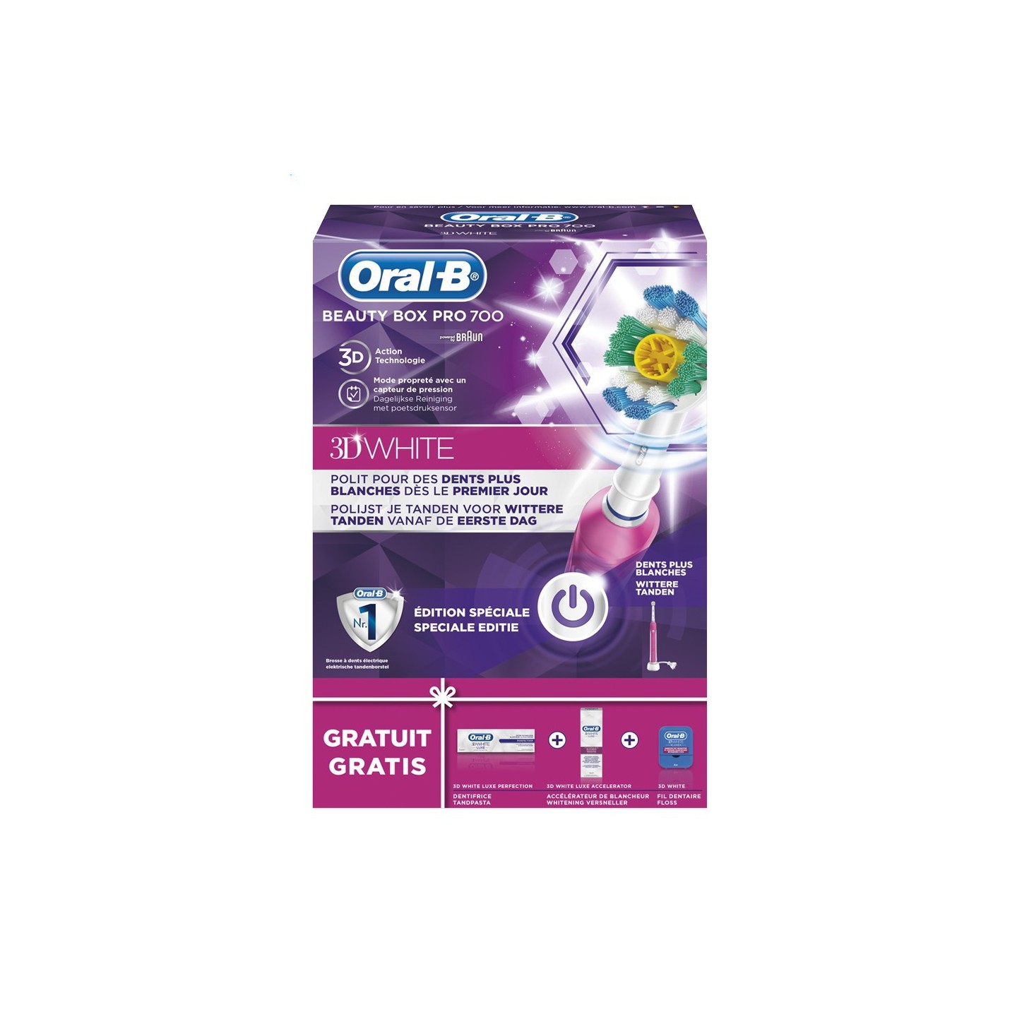 Oral B Coffret Brosse a dents Pro 700 Beauty Box 3D White
