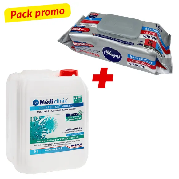 PACK DÉSINFECTANT MINÉRAL 5 LITRES + 12 SACHETS DE LINGETTES SLEEPY OFFERTES
