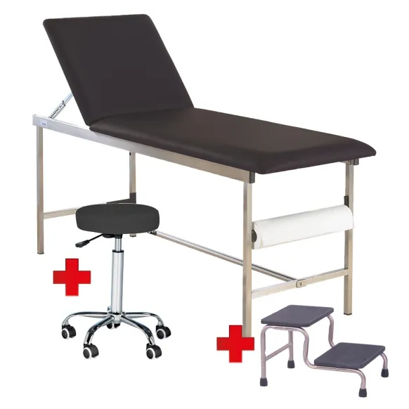 PACK DIVAN D'EXAMEN INOX + MARCHEPIED + TABOURET