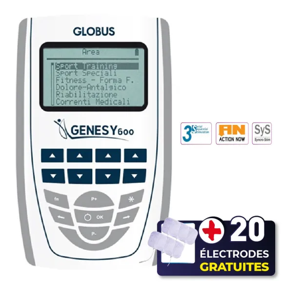 PACK ELECTROSTIMULATEUR GENESY 600 + 20 ÉLECTRODES OFFERTES