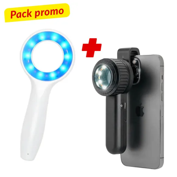 PACK LAMPE DE WOOD + 1 DERMATOSCOPE DERMA MED30