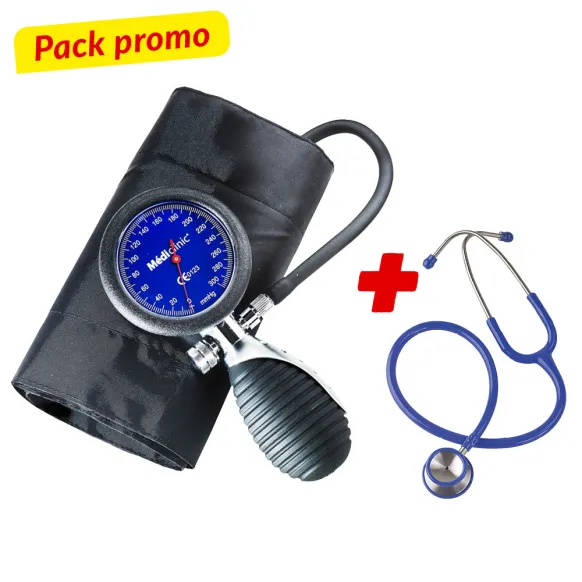 PACK TENSIOMETRE MANOPOIRE ADULTE + 1 STÉTHOSCOPE DOUBLE PAVILLON