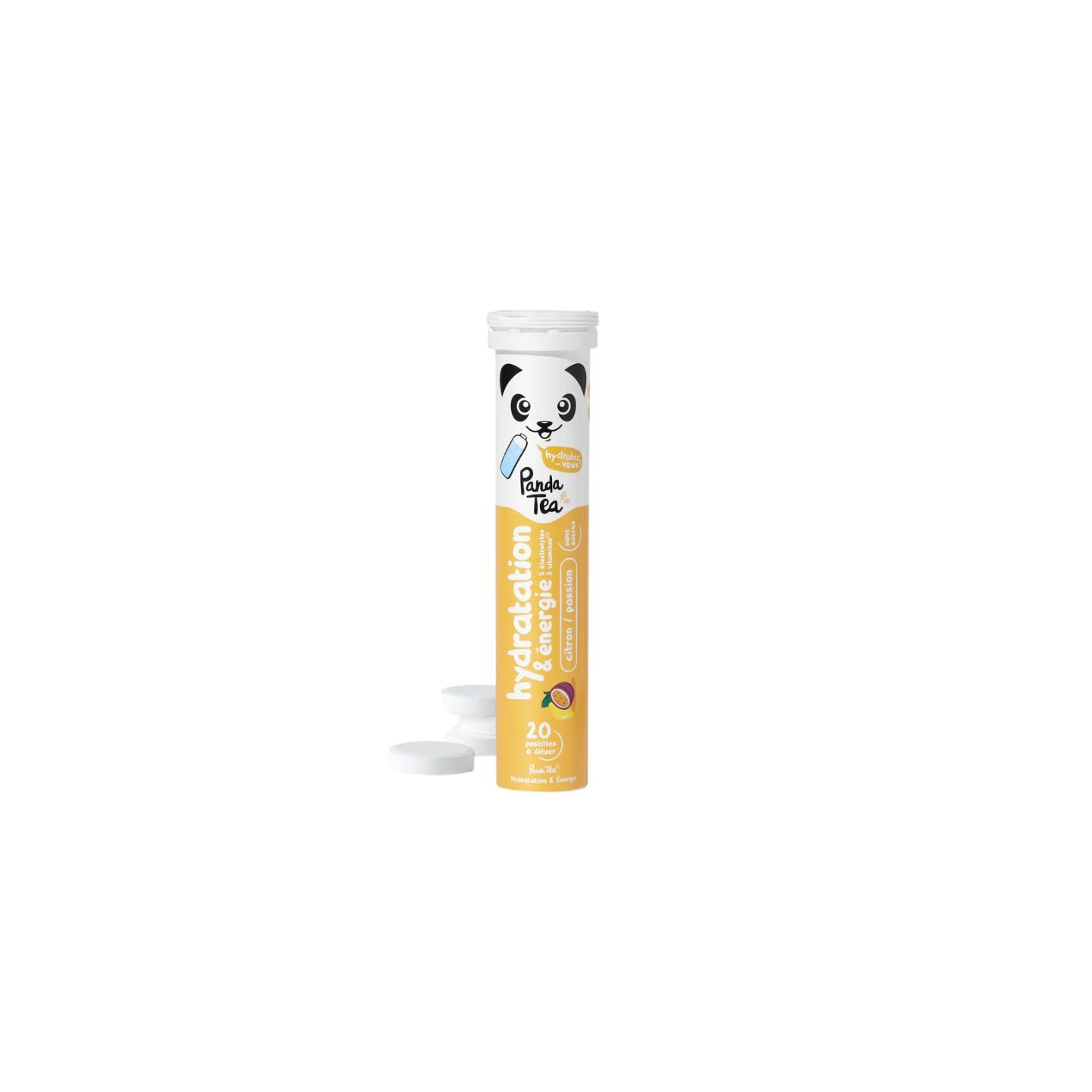 Panda Pastilles hydratation & énergie Citron-Passion - 20 pastilles effervescentes
