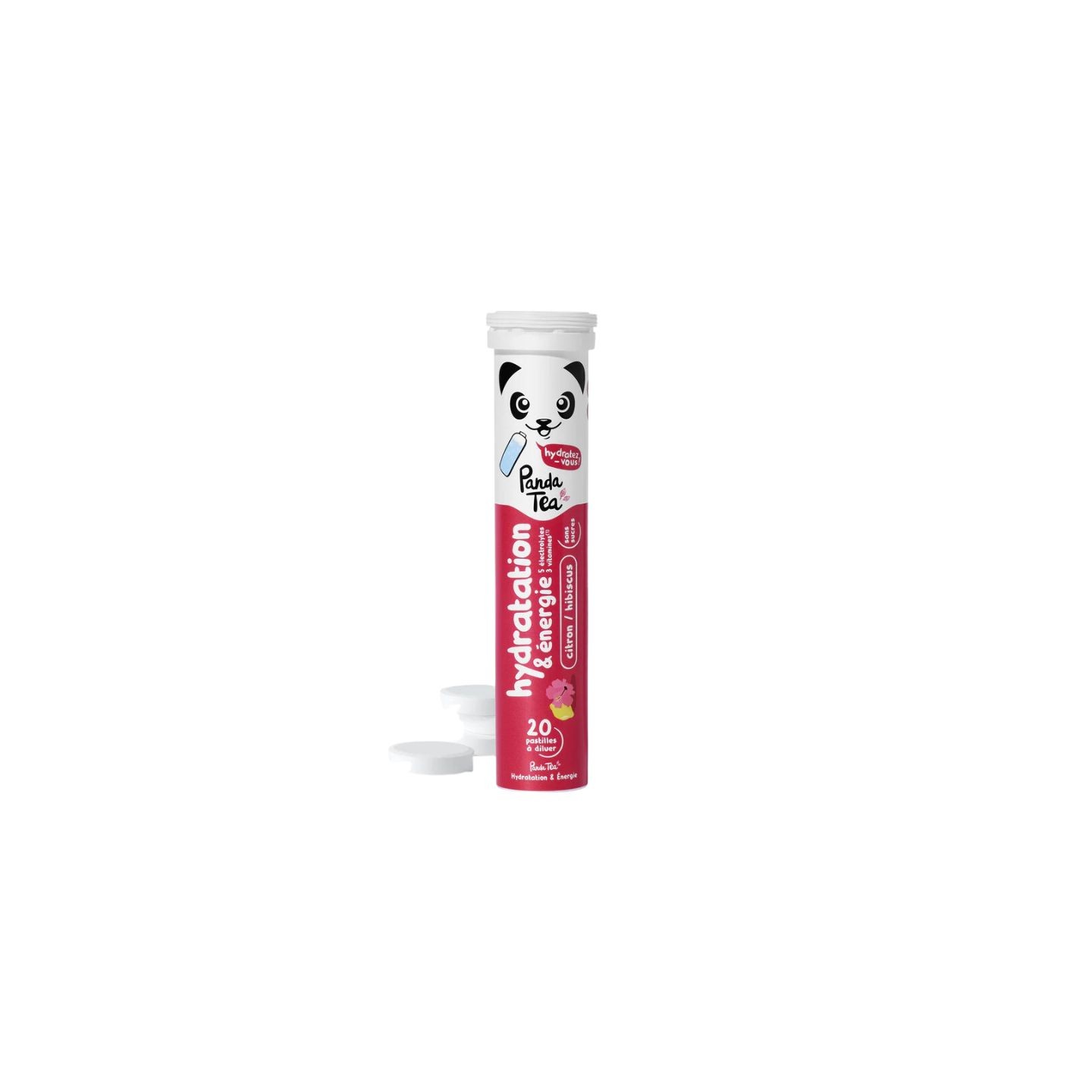 Panda Pastilles hydratation & énergie Hibiscus-Citron - 20 pastilles effervescentes