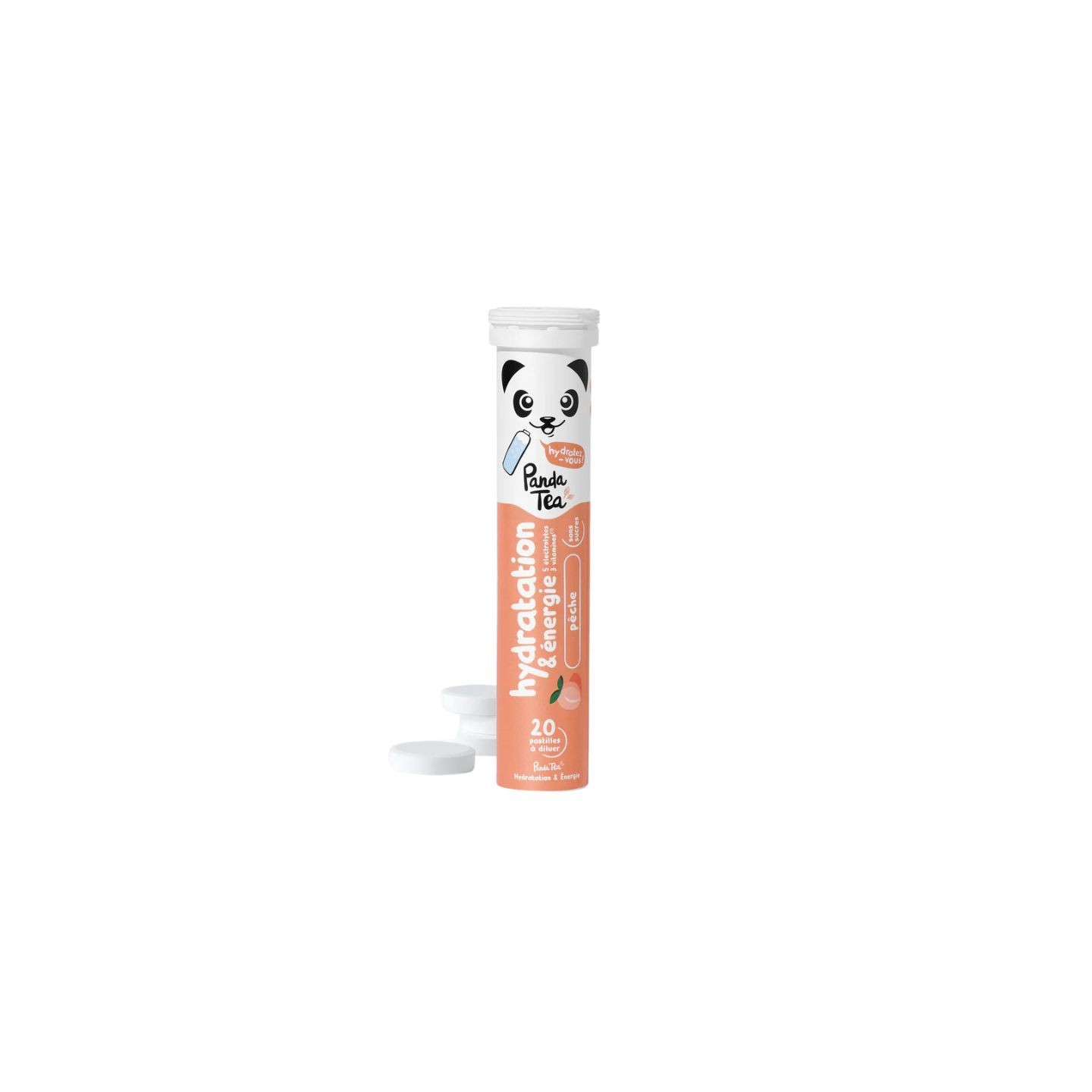 Panda Pastilles hydratation & énergie Pêche - 20 pastilles effervescentes