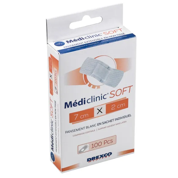 PANSEMENT NON-TISSÉ BLANC MEDI'CLINIC SOFT 100 PCS