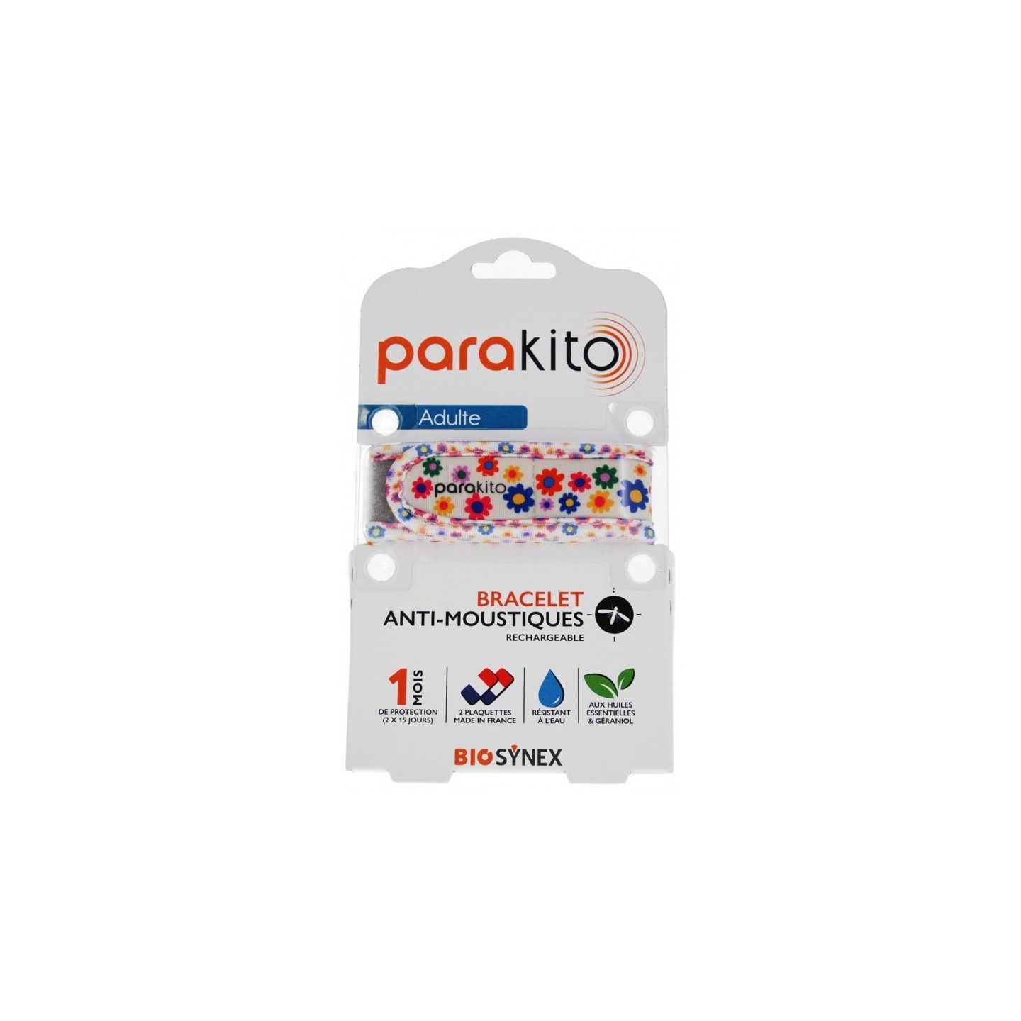 Parakito Adulte Bracelet anti-moustiques Fun Fleurs + 2 recharges