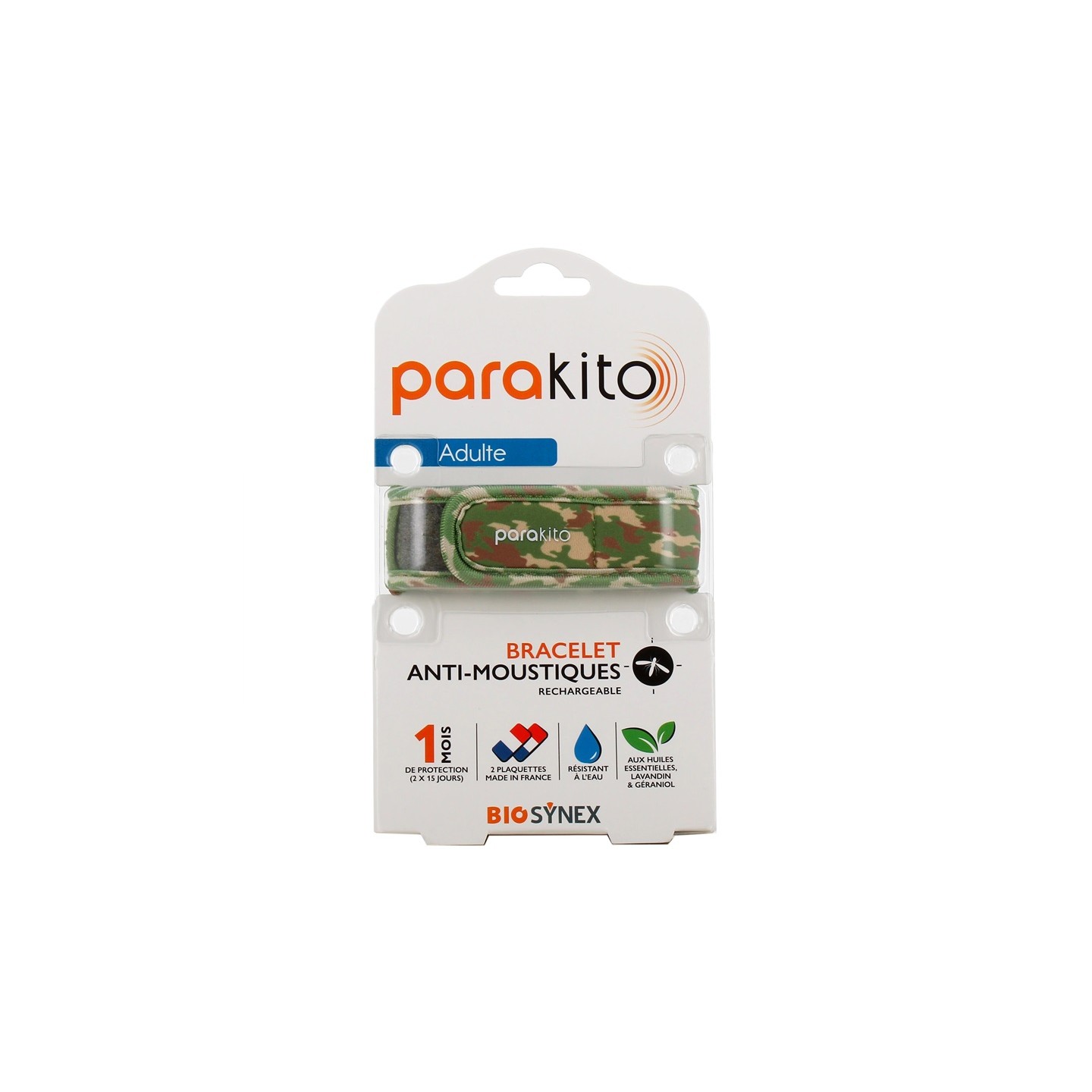 Parakito Bracelet anti-moustiques adulte Camouflage + 2 recharges