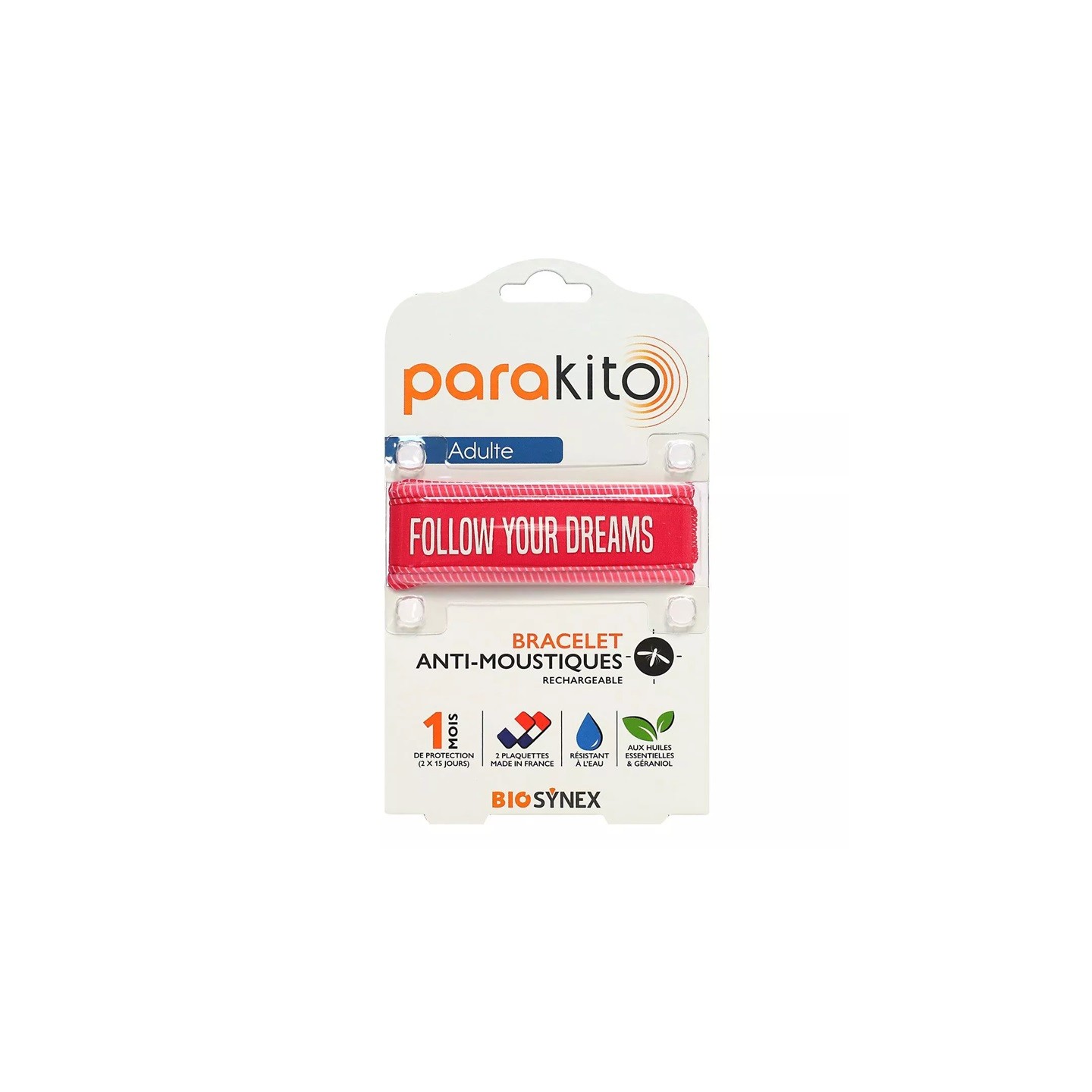 Parakito Bracelet anti-moustiques adulte Fuschia + 2 recharges