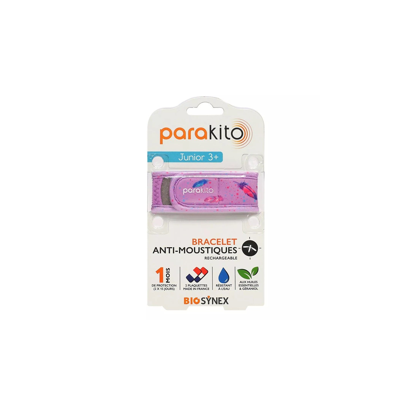Parakito Junior Bracelet anti-moustiques Plumes + 2 recharges