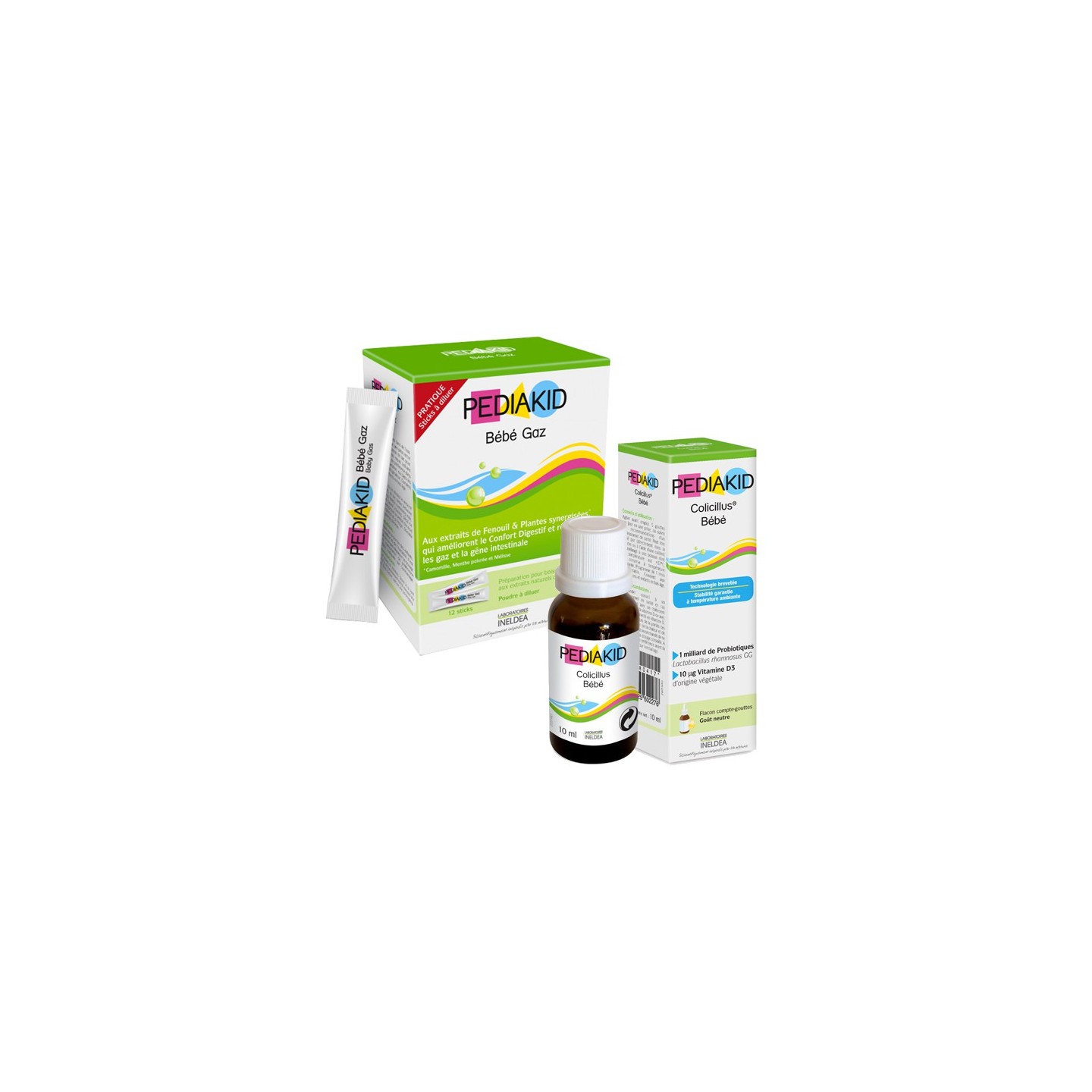 Pediakid Bébé Gaz 12 sticks + Colicillus Bébé 10ml