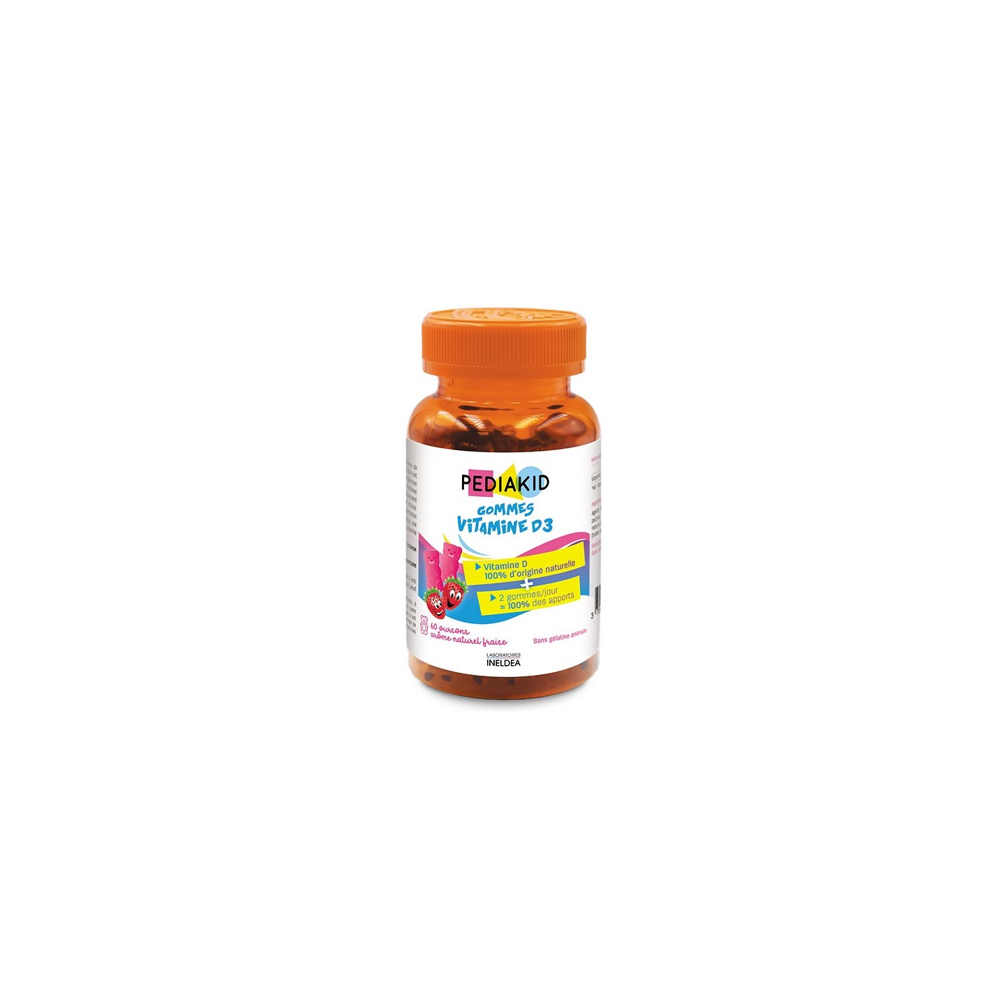 Pediakid Gommes Vitamine D3 Goût Fraise - 60 gommes
